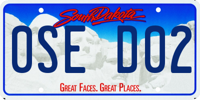 SD license plate 0SED02