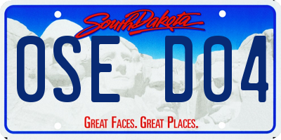 SD license plate 0SED04