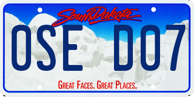 SD license plate 0SED07