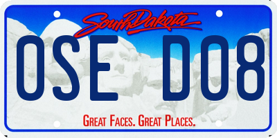 SD license plate 0SED08