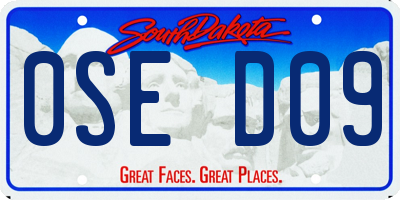 SD license plate 0SED09