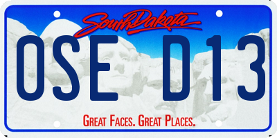 SD license plate 0SED13