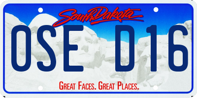SD license plate 0SED16