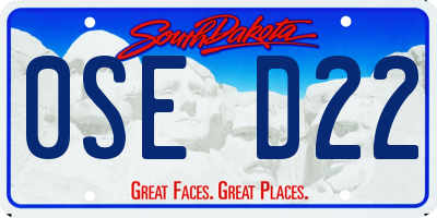SD license plate 0SED22