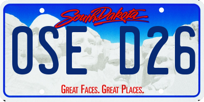 SD license plate 0SED26