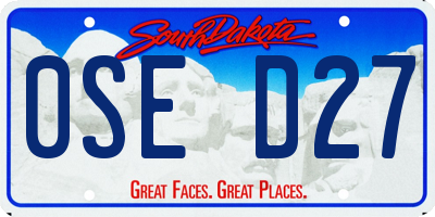 SD license plate 0SED27
