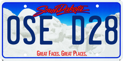 SD license plate 0SED28