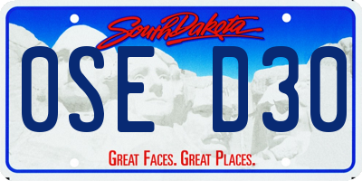 SD license plate 0SED30