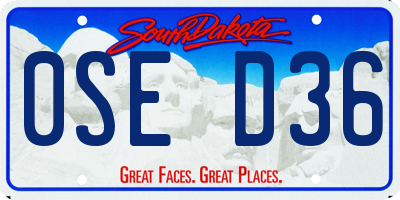 SD license plate 0SED36