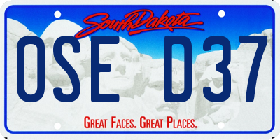 SD license plate 0SED37
