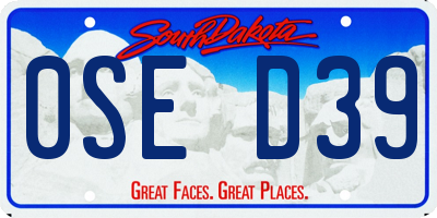SD license plate 0SED39