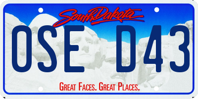 SD license plate 0SED43