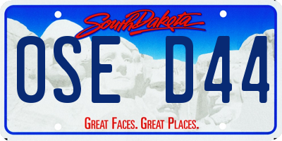 SD license plate 0SED44