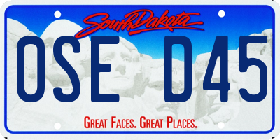 SD license plate 0SED45