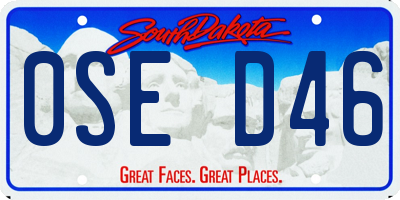 SD license plate 0SED46