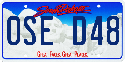 SD license plate 0SED48
