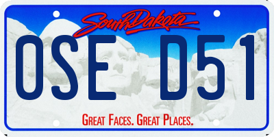 SD license plate 0SED51