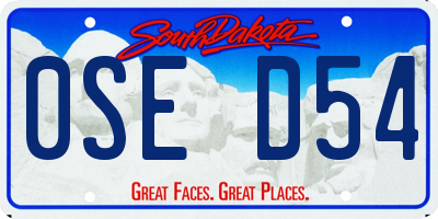 SD license plate 0SED54