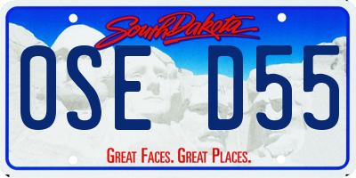 SD license plate 0SED55