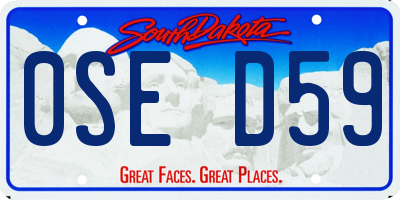 SD license plate 0SED59