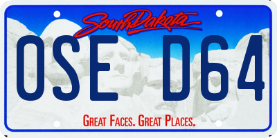 SD license plate 0SED64