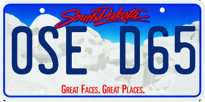 SD license plate 0SED65