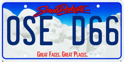 SD license plate 0SED66