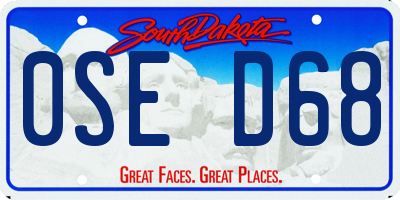 SD license plate 0SED68