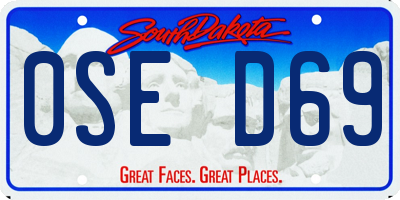 SD license plate 0SED69