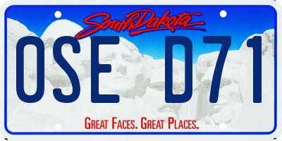 SD license plate 0SED71