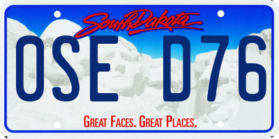 SD license plate 0SED76