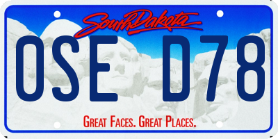 SD license plate 0SED78