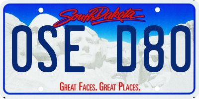 SD license plate 0SED80