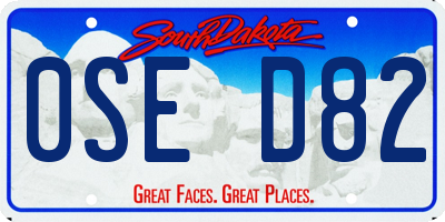 SD license plate 0SED82