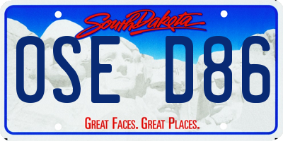 SD license plate 0SED86