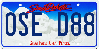 SD license plate 0SED88