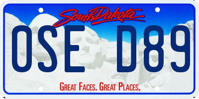 SD license plate 0SED89