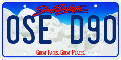 SD license plate 0SED90