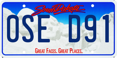 SD license plate 0SED91