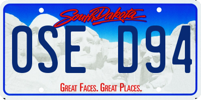 SD license plate 0SED94