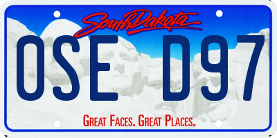 SD license plate 0SED97