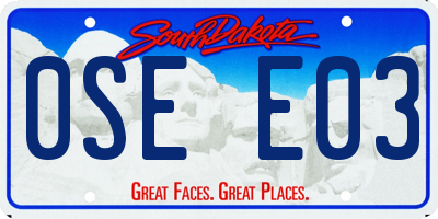 SD license plate 0SEE03