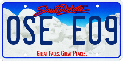 SD license plate 0SEE09