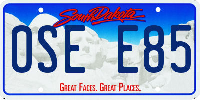 SD license plate 0SEE85