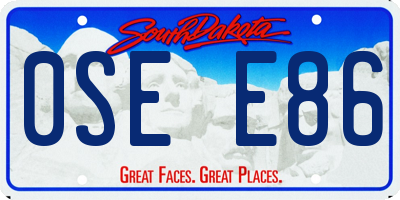 SD license plate 0SEE86