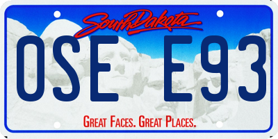 SD license plate 0SEE93