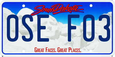 SD license plate 0SEF03