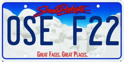 SD license plate 0SEF22