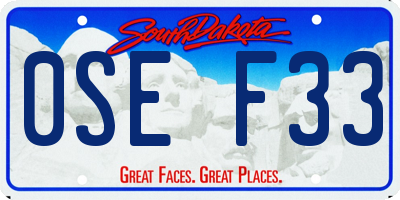 SD license plate 0SEF33