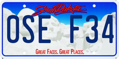 SD license plate 0SEF34